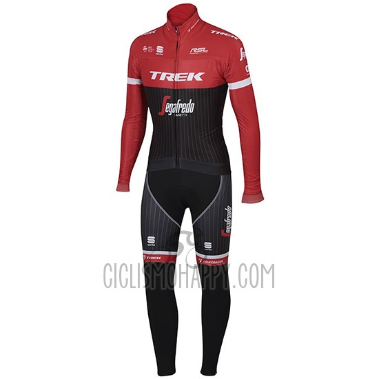 Trek Segafredo Cycling Jersey Bib Tight 2017 Long Sleeve Black and Red